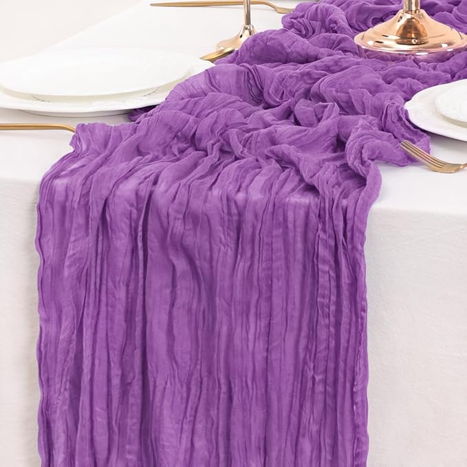 Purple Table Runner Cheesecloth Table Runner 10FT Farmhouse Table Runners 120 Inches Fall Table Decor Dining Room Centerpiece Wedding Boho Baby Shower Birthday