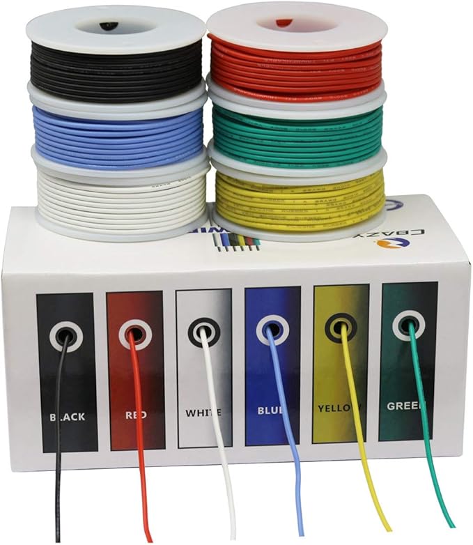 Hook up Wire Kit (Stranded Wire Kit) 30 Gauge Flexible Silicone Rubber Electric Wire 6 Colors 32.8 feet Each 30 AWG