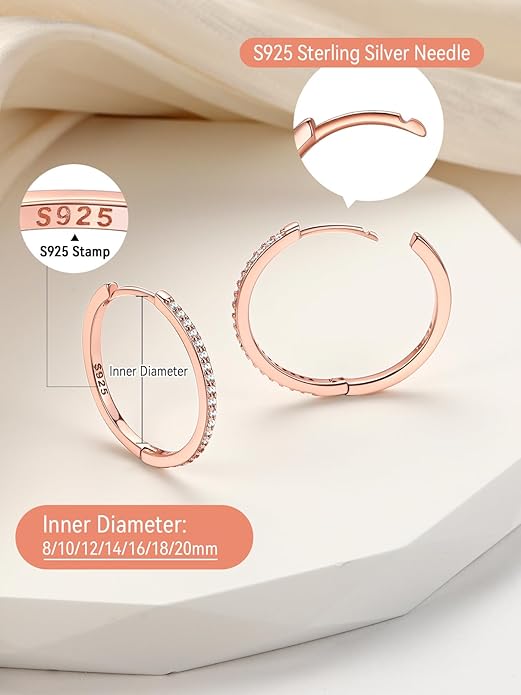 FaithHeart Sterling Silver Hoop Earrings for Women, Hypoallergenic Huggie Hoop Earrings Lightweight Small Cartilage Earrings Hoop Earring Dainty Everyday Earrings 6/8/10/12/14/15/16/18/20mm