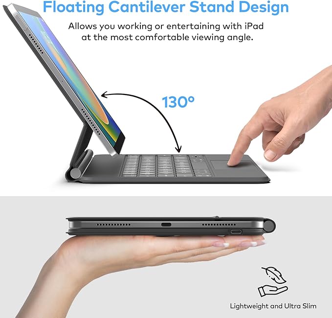 Keyboard Case for iPad 10th Generation 2022 & 11th (A16, 2025) – Magic-Style Keyboard with Multi-Touch Trackpad – Floating Cantilever Stand – Magnetic Case for iPad 10.9 inch 10th / 11th Gen.