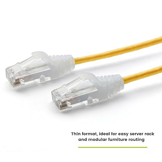 TRUECABLE Cat6 Component Rated Patch Cable, Unshielded (U/UTP), 3ft, Yellow, 28AWG Solid Copper, Snagless 10G High-Speed Ethernet Cable, PoE++ 4PPoE 100W, UL Listed, RoHS-3, 1 Pack