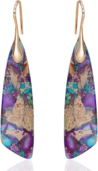Natural Stone Earrings for Women Boho Triangles Dangle Drop Earrings