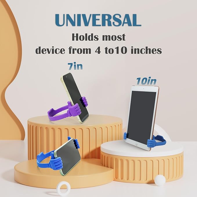 Honsky Cell Phone Stand Holder 2-Pack,Thumbs Up Lazy Phone Stand,Universal Adjustable Flexible Dock for All Phones & Tablets,Cute Stocking Stuffer Gift for Teen Girls,Flag Blue/Pink