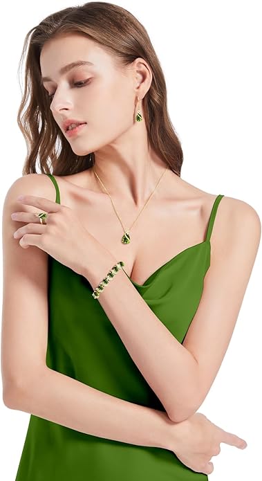 GZWHD Jewelry Set for Women CZ Earrings Necklace Ring Bracelet Set Prom Party Wedding Jewelry Gift for Mother Friend Wife