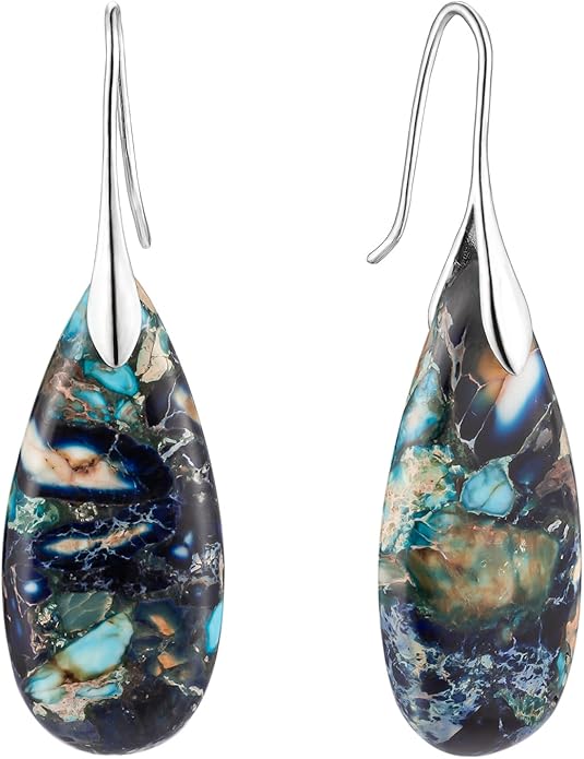 SELOVO Stone Fishhook Dangle Drop Earrings Statement Earrings for Women Stone