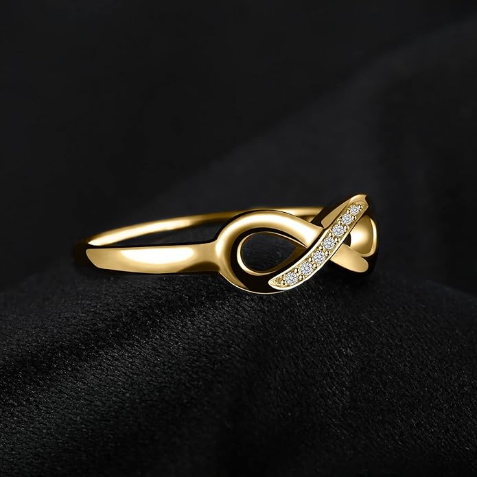 JewelryPalace 14k White Yellow Rose Gold Plated 925 Sterling Silver Rings for Women, Cubic Zirconia Promise Rings for Her, Stackable Wedding Bands Rings for Women Infinity Forever Love Knot Ring