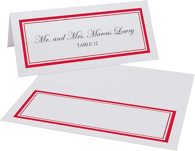 Double Line Border Place Cards, Ruby Red (Choose Color), Set of 60, Pre-cut and Scored - Wedding, Party, Dinner, and Special Events - Made in the USA