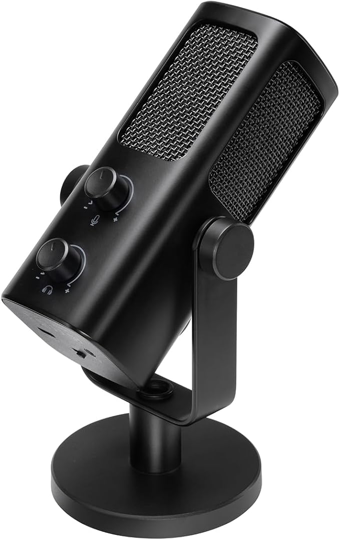 FIFINE USB-Podcast-Condenser-Microphone for Studio-Recording/Computer-Streaming, Desktop-Metal-Mic for YouTube Music Vocal Creation, with Monitor-Mix Volume-Control, Low-Cut Switch (PROFILE3)