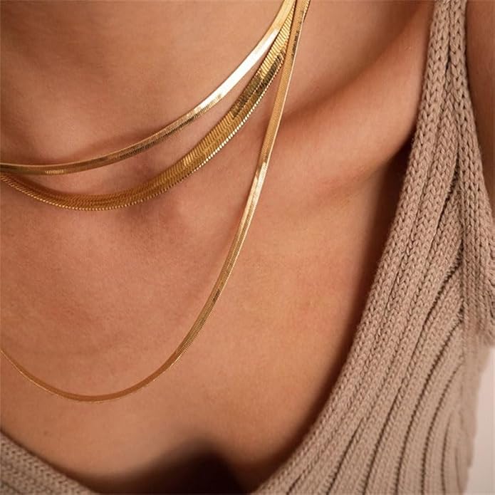 Moodear Gold Necklace for Women Trendy - Chunky Herringbone Paperclip Cuban Link Chain Choker Hypoallergenic Trendy Necklaces for Women Non Tarnish Jewelry Gifts