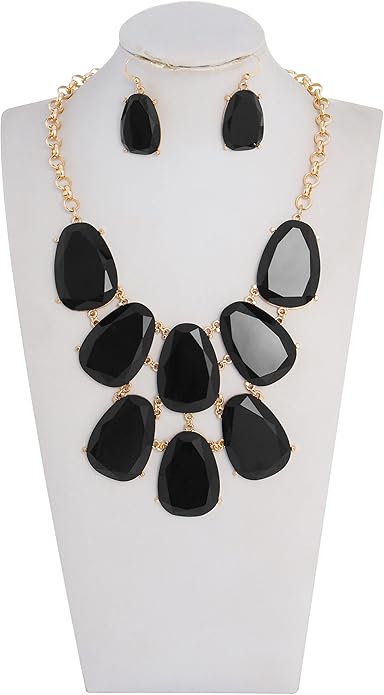 Firstmeet Chunky Bubble Statement Collar Necklace with Earrings for Women