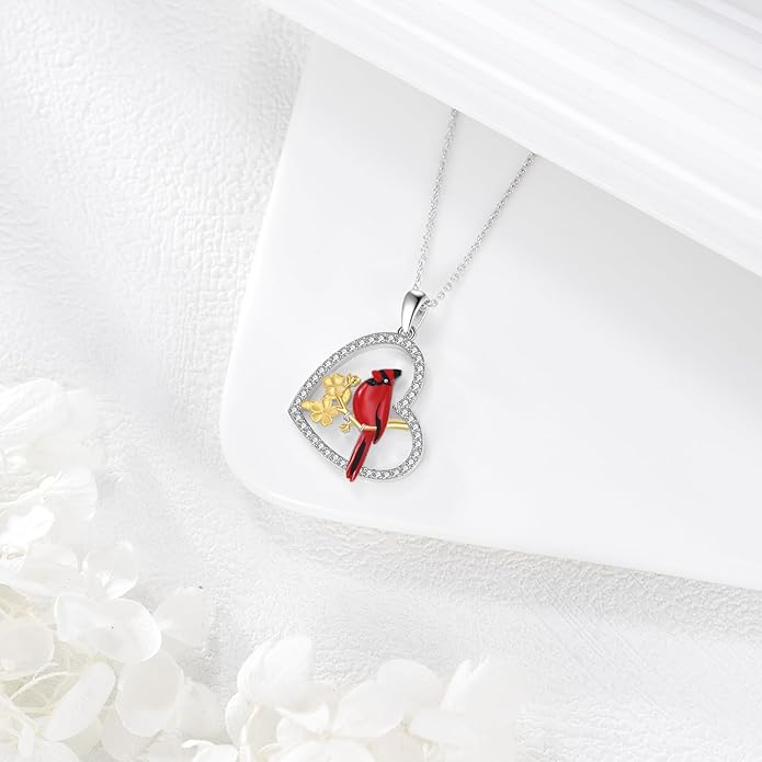 YFN 925 Sterling Silver Hummingbird/Cardinal/Cat Necklace for Women Animal Pendant with Adjustable 18"+2" Chain Jewelry Gift for Christmas, Valentine's Day, Mother's Day, Birthday-Gift Box Included