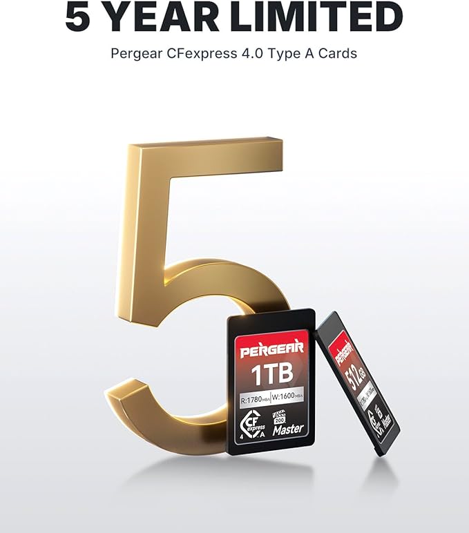 Pergear 256GB CFexpress 4.0 Type A Memory Card VPG200, Up to 1780MB/s Read Speed & 1600MB/s Write Speed for 4K 120P, 8K 30P Video Recording(Master Series), Compatible for Sony Alpha & FX Cameras