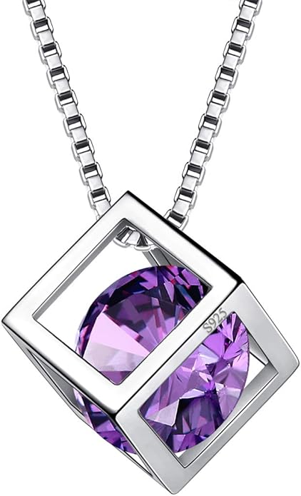 Aurora Tears Birthstone Necklace/Earring 925 Sterling Silver Women Cross/3D Cube/Cresent Moon Birth Stone Jewelry Mens Birthday Gift Anniversary Present