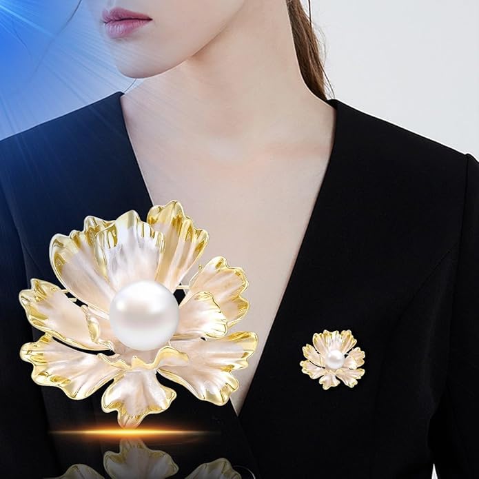 Flower Brooch Pin Rhinestones Pearl Flower Brooches Floral Pin Jewelry for Women Girls
