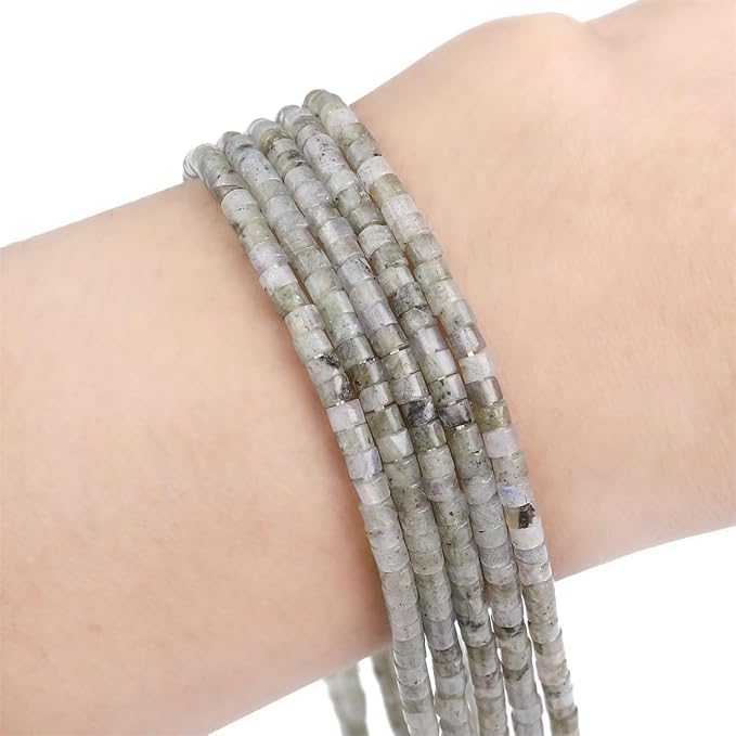 Natural Spectrolite Spacer Beads Caps Flat Round Loose Beads for Beading Jewelry Making 3mmx2mm 38cm