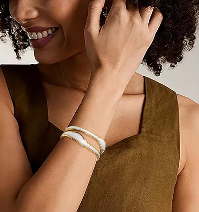 Multi-layer Cuff Bracelet for Women Cross Wire Bracelets Open Wide Cuff Gold Bangle Bracelet
