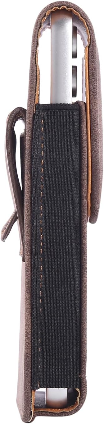 Phone Holster Pouch Case Belt Clip Loops Card Slot for Man iPhone12 13 14 15 16 17,11 12 13 14 15 16 17pro,17Air/Samsung S25 S24 S23 S22 S21 S20/LG/Moto (Brown&Yellow, L(6.1" x3.2''x0.8))