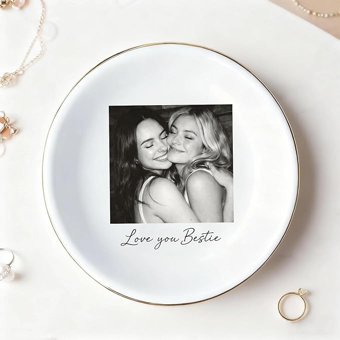 My4gifts Personalized Besties Photo Jewelry Dish, Sisters Jewelry Dish, Custom Besties Gifts, Bff Gifts, Friendship Gift, Best Friend Gift for Women, Custom Jewelrys Plate, Birthday, Christmas/1