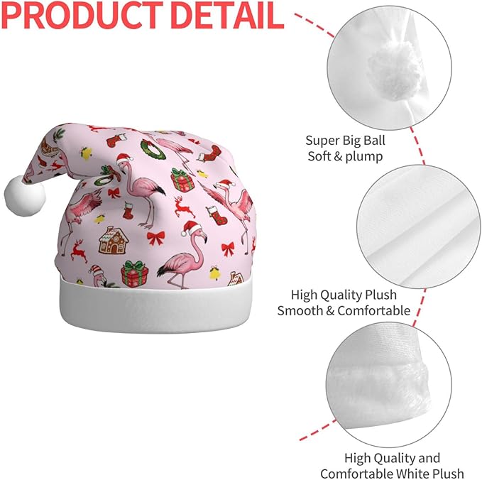 Christmas Santa Hat for Adults,Holiday Unisex Xmas Hat for New Year Party Headwear