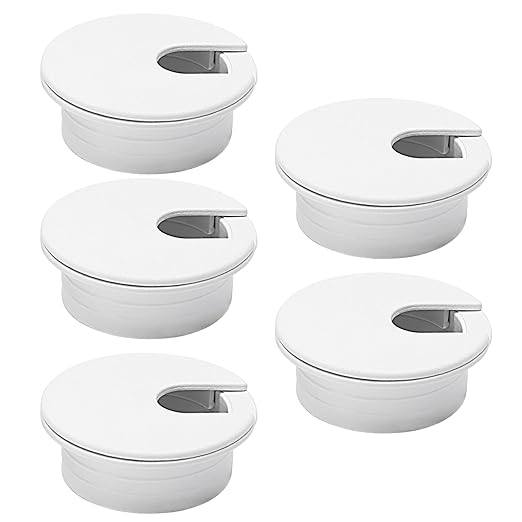 5 Pcs Desk Grommet 2" / 50 mm, Desk Cord Hole Cover, Cable Grommet ABS Plastic, Desk Hole Grommet for Home & Office Pc, Detachable Cable Cord Organizer-White