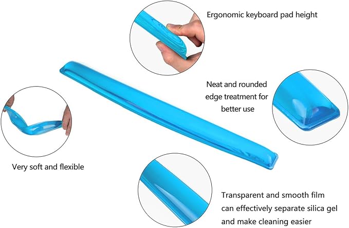 Gel Keyboard Wrist Rest Set Plus - ABRONDA Keyboard & Mouse Wrist Support Pad Office, Computer, Laptop, Mac - Durable, Comfortable and Pain Relief- Blue Set