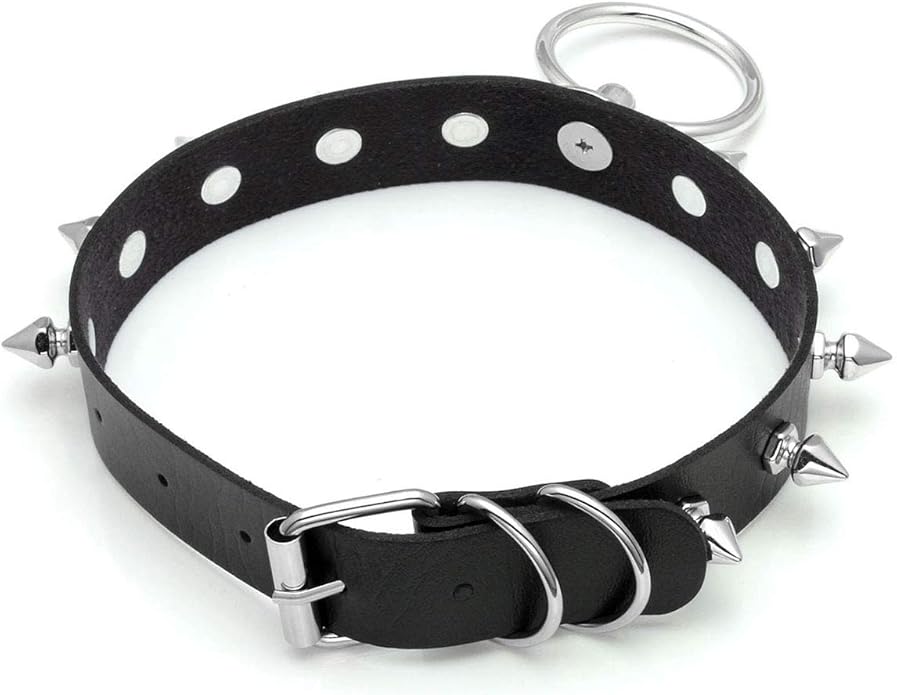 Eigso Vintage Punk Goth Studded Rivet Pu Leather Collar Choker Necklace with Spikes Adjustable