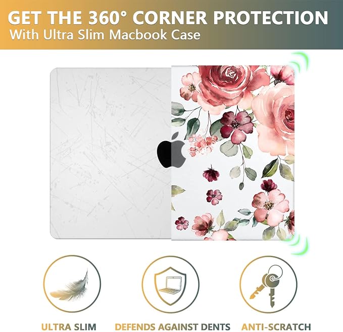 CISSOOK Matte Frosted Floral Hard Shell Case for MacBook Pro 14 Inch 2024 2023 2021 Release Model M4 A3112 A3185 A3401 M3 A2992 A2918 M2 A2779 A2442 M1 Pro/Max, Case for MacBook Pro 14" with Touch ID