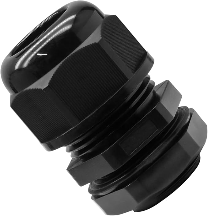 12 Pcs 3/4" NPT Nylon Cable Glands, Black Strain Relief Cable Cord Connector IP68 Waterproof Junction Box Wire Protectors Adjustable for 13-18mm Cable Diameter
