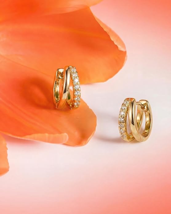 Gold Hoop Earrings for Women,14K Gold Plated Huggie Hoop Earrings for Gift