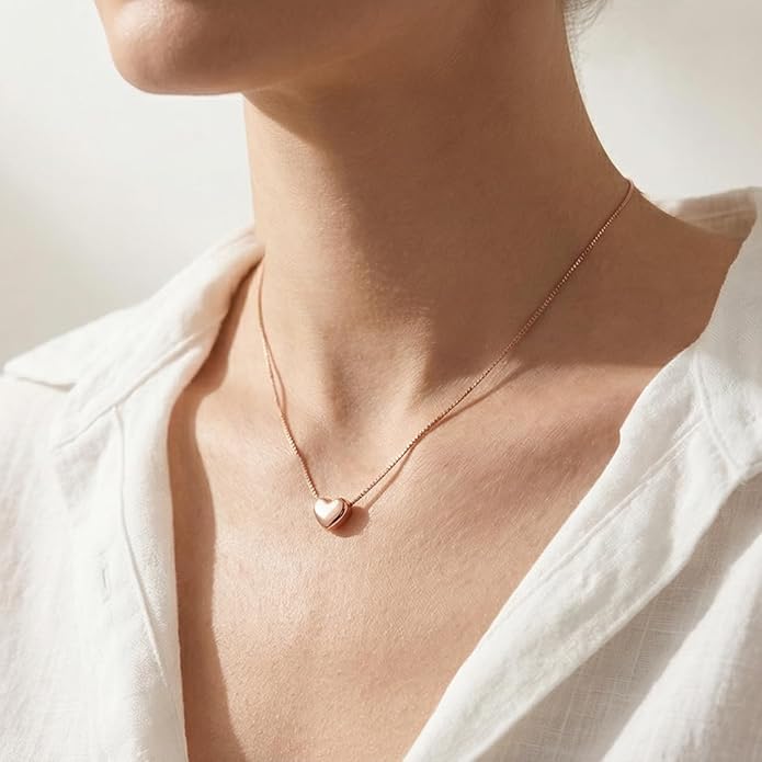 SLUYNZ Genuine 925 Sterling Silver Tiny Love Heart Pendant Necklace for Women Simple Sweet Heart Choker Necklace