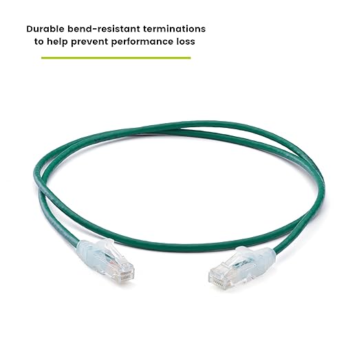 TRUECABLE Cat6 Component Rated Patch Cable, Unshielded (U/UTP), 3ft, Green, 28AWG Solid Copper, Snagless 10G High-Speed Ethernet Cable, PoE++ 4PPoE 100W, UL Listed, RoHS-3, 1 Pack