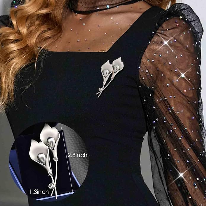 Crystal Pearl Flower Brooches Pins Fashion Beautiful Created Rhinestone Floral Brooch Good Idea for Party Dance Wedding Banquet for Elegant Women Girl