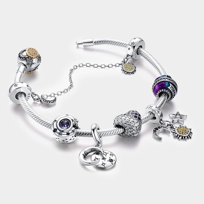 Parmuz 925 Sterling Silver Charm for Bracelet Necklace Dangle Love Mom Ocean travel Butterfly Party Charm Beads Pendants DIY Jewelry for Women