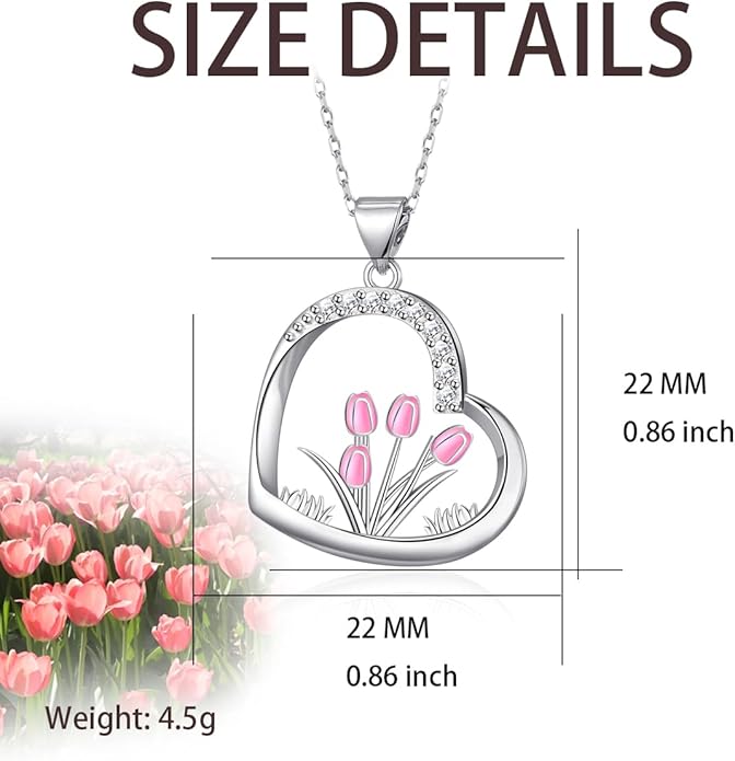 Flower Necklace Tulip/Sunflower/Daisy/Bee Pendant Necklaces Jewelry for Women Mom Gifts