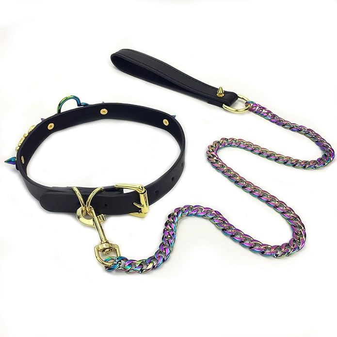 Succuba Handmade Heart Ring Rhinestone Letter Pu Leather Choker Collar Necklace for Women and Men
