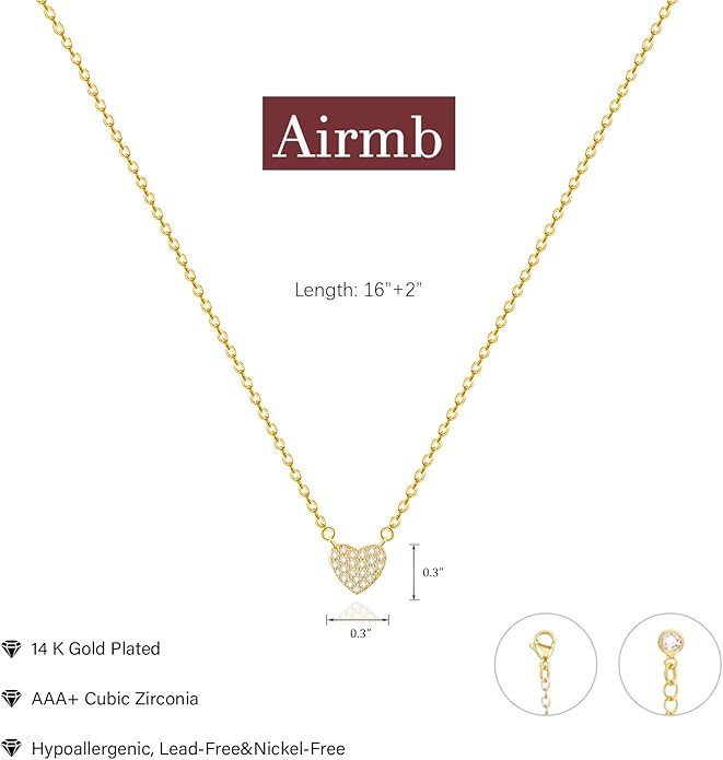 Heart Necklace for Women Gold/Silver Plated Trendy Heart Choker Lover Pendant Hypoallergenic Fashion Gold/Silver Necklace for Women Love Jewelry Gift for Women Girlfriend