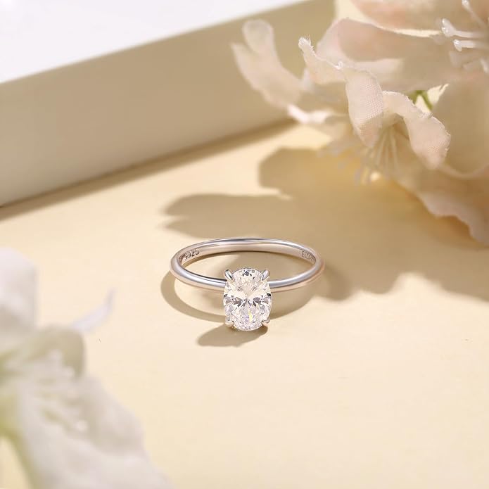 Elspeth 925 Sterling Silver Engagement Ring for Women Oval/Radiant/Pear/Princess/RoundCut Cubic Zirconia Promise Ring Size 4-10