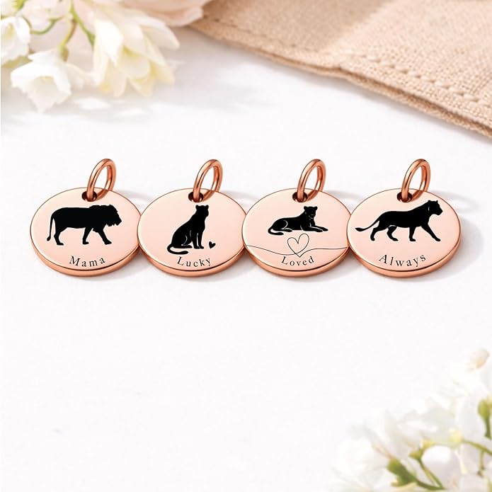 SM Design Mama Animal Charm Set – Set of 4 Stainless Steel Charms – Motherhood & Family Keepsake Jewelry Charmss