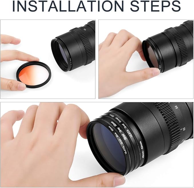 40.5mm Graduated Color Filters Kit 9 Pieces Gradual Colour Lens Filter Kit Set Accessory for Canon Nikon Sony Pentax Olympus Fuji DSLR Camera + Lens Filter Pouch +Lens Cleaning Cloth