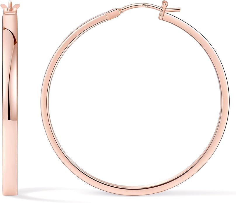 Gacimy Flatted Hoop Earrings for Women 14K Gold Plated with 925 Sterling Silver Post