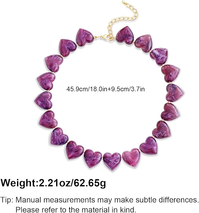 YUJIE Amber Acrylic Heart Choker Necklace for Women Vintage Punk Chunky Necklace Trendy Fashion Accessory
