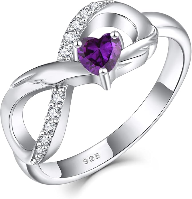 STARCHENIE Infinity Promise Ring 925 Sterling Silver Angel Wings Heart Ring for Women Size 5-10