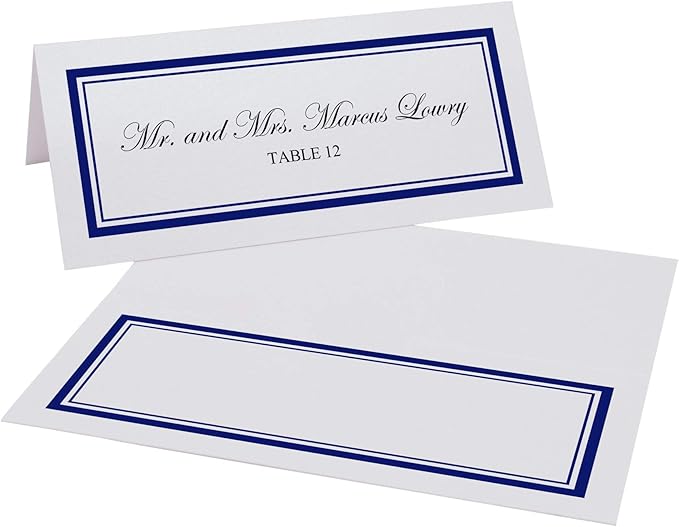 Double Line Border Printable Place Cards, Navy (Choose Color), Set of 150 (25 Sheets), Laser & Inkjet Printers - Wedding, Party, Dinner, and Special Events - Made in the USA