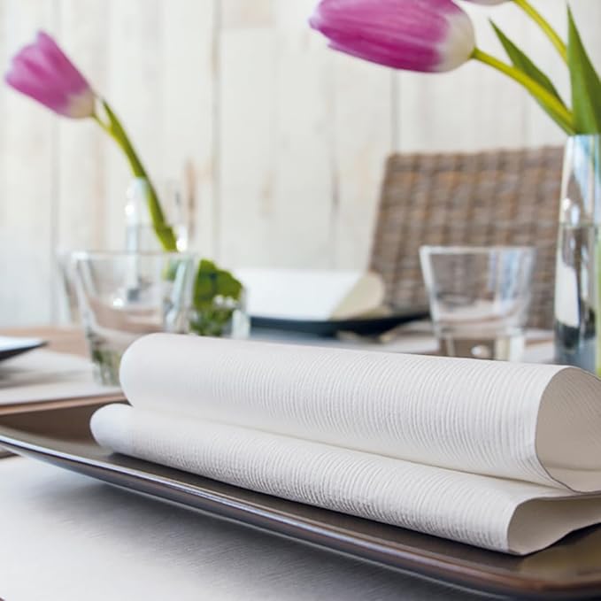 White Airlaid Napkins 15.7" x 15.7" (50 Pack) | Linen-Feel Disposable Dinner Napkins for Weddings, Restaurants, and Events | Soft, Absorbent, Cloth-Like Paper Napkins