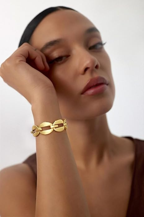 Chunky Gold Stretch Bracelet for Women Adjustable Elastic Chain Bracelet Bold Statement Bracelet Trendy Jewelry