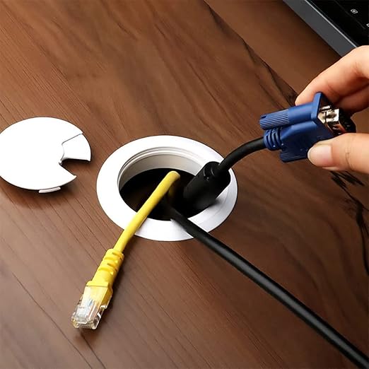 TuTuYa 8PCS Desk Grommet, Desk Grommet 50mm(2Inch) Desk Cable Grommet Desk Cable Hole Covers with Hole Saw, Ideal Solution for Office and Home Table Cable (White, 2Inch_50mm)