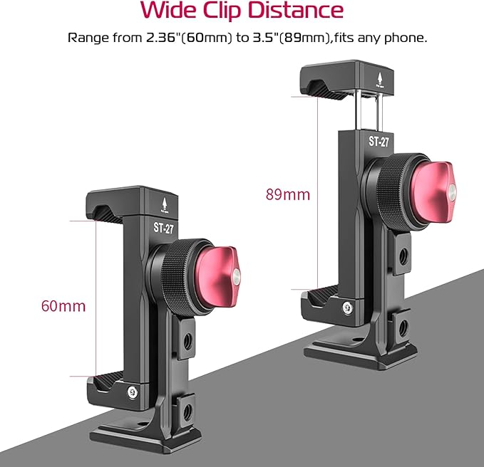 ULANZI ST-27 Phone Tripod Mount, 360° Metal Phone Holder for Tripod w 3 Cold Shoes & Arca Port, Versatile Smartphone Adapter for iPhone 17 16, Desktop Tripods, and Live Streaming/Vlogging Setup