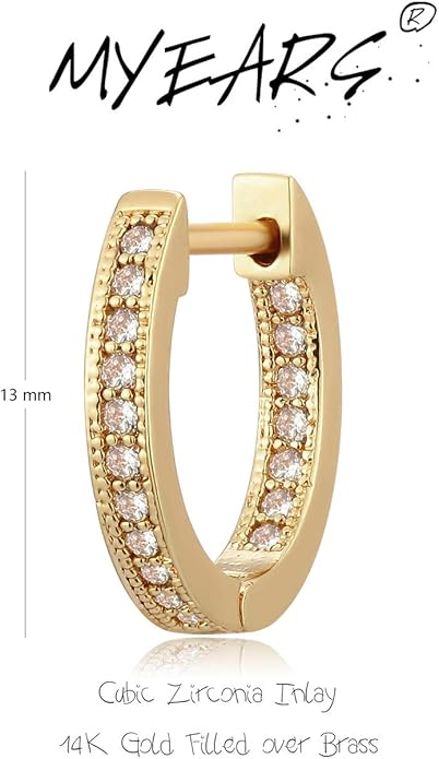 MYEARS Women Earrings Gold Huggie Hoop Ear Stud Cuff 14K Small Simple Hypoallergenic Everyday Jewelry