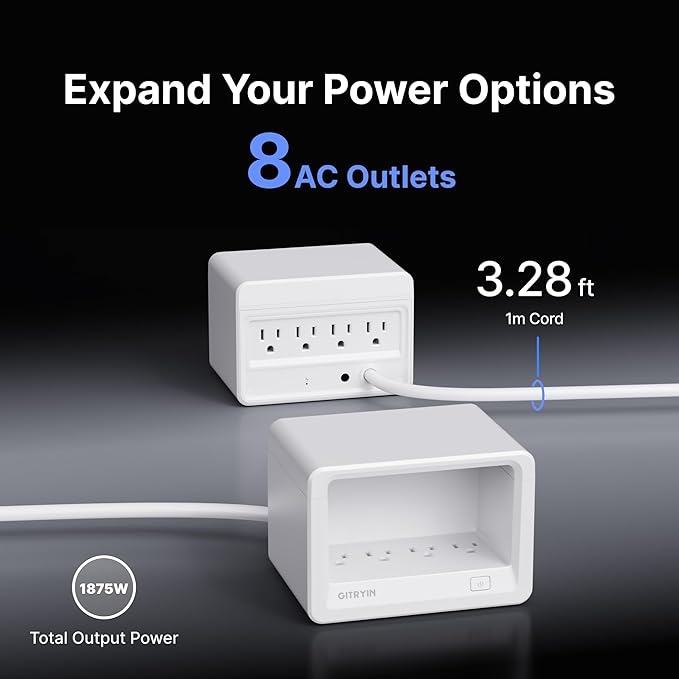 Gitryin 1 Lightning Retractable Wall Charger and 12-in-1 Desktop Charging Station with 4 Type-C Retractable Wall Chargers