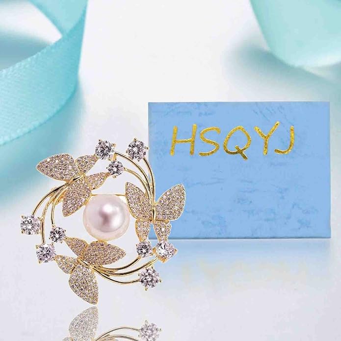 Crystal Pearl Flower Brooches Pins Fashion Beautiful Created Rhinestone Floral Brooch Good Idea for Party Dance Wedding Banquet for Elegant Women Girl